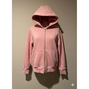 Pretty Garden Pink Zip Up Hoodie Sweatshirt Size M